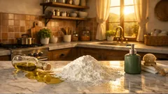 Olio rovesciato in cucina? Il trucco della farina per assorbire subito e pulire senza aloni