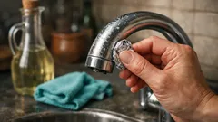 Come togliere il calcare dal rubinetto della cucina con una pallina di carta stagnola